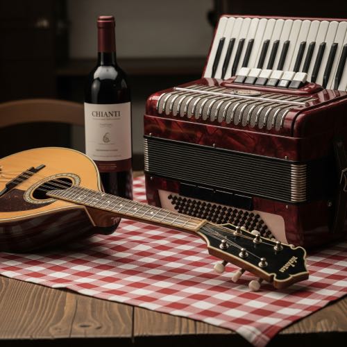 Italian Restaurant Music- bottle of wine on a table