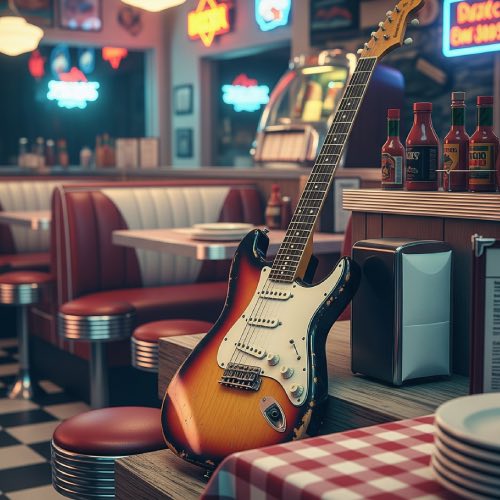 guitar in American diner restaurant